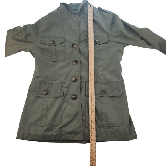 Michael Kors Jacket Womens Medium Olive Green Cargo Rain Spring Fall Military - Picture 15 of 16